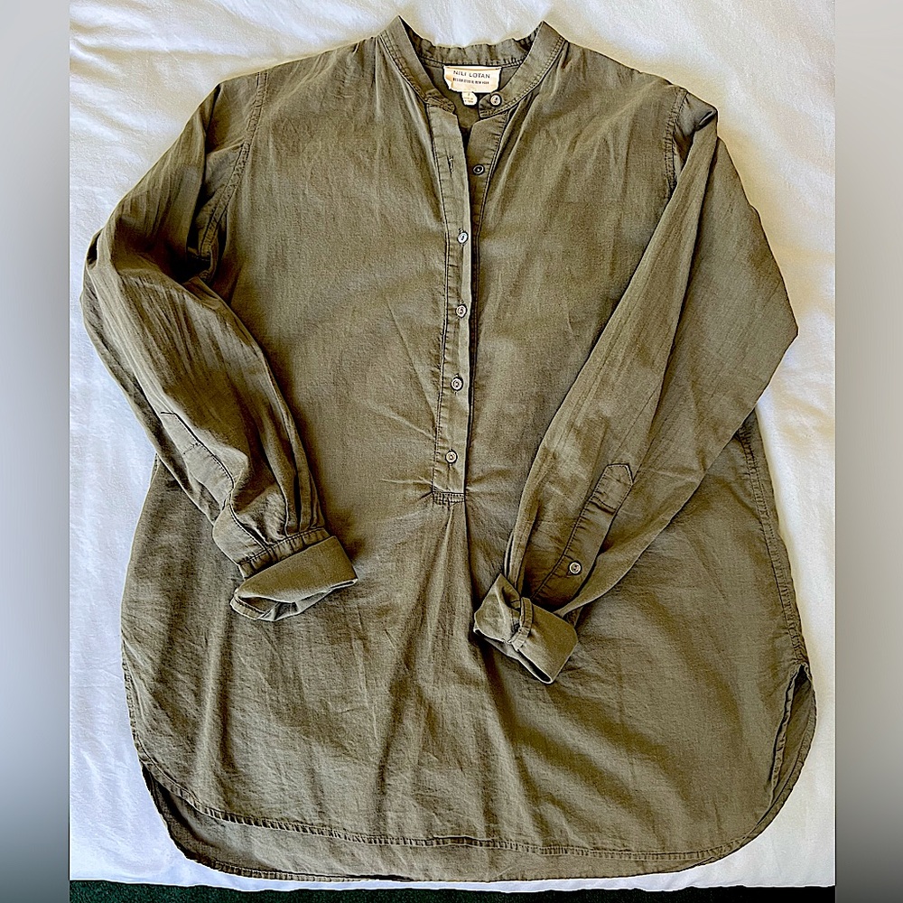 Nili Lotan Olive Lightweight Cotton Tunic size small